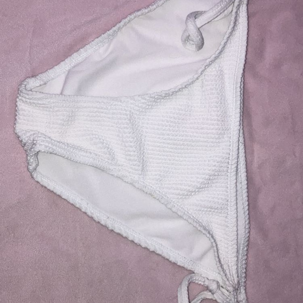 White Textured Bikini Bottom